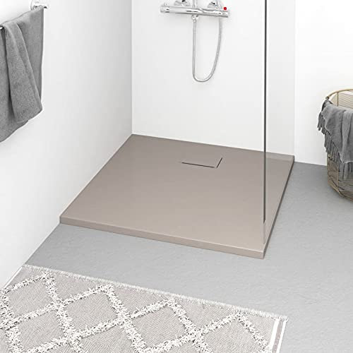 NITCA Piatto Doccia in SMC,Box Doccia,Cabina Doccia,in Vetro-Resina SMC Effetto Pietra,Antiscivolo Riducibile Indistruttibile Filopavimento Arredo Bagno, Marrone 90 x 80 cm