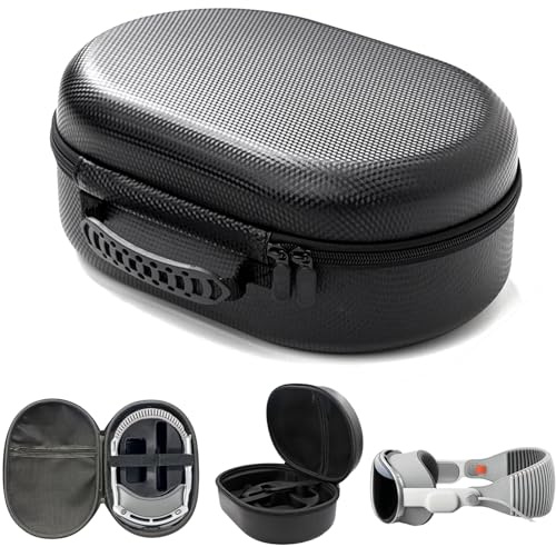 powerdriver Hard Carrying Case Compatible with Vision Pro VR Headset,Multiple Compartments for Battery & Charger Accessories,Handheld Travel Storage Case, Shockproof & Anti-Drop (PU Cover)