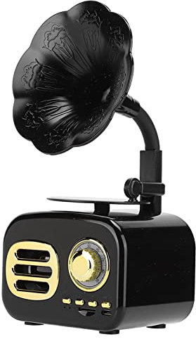Topiky Altoparlante Bluetooth retrò, Radio Portatile con Altoparlanti in Noce, Mini Lettore Musicale Altoparlante per Laptop Desktop (BLACK)