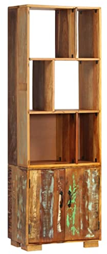 BUKSCYJS Bücherregale，Regal mit Stauraum，Praktisches Bücherregal，Organizer-Würfel，Bücherregal 60x35x180 cm Altholz Massiv，Geeignet für Wohnzimmer, Schlafzimmer, Arbeitszimmer, Büro