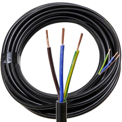 3 Core 1.5mm Black Cable Round 3183Y H05VV-F, for lighting and electrical, flexible, BASEC - 30 Metre Length