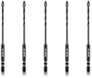 Meccion Masonry Drill Bits 1/8 x 3.6 x 5Pcs Professional Tungsten Cross Tip Multi-Material Drill Bits for Tile/Ceramic/Glass/Porcelain/Concrete/Cement/Wood/Plastic