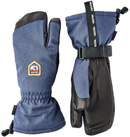 Hestra Unisex CZone Mountain 3-Finger Handschuh Wasserdicht Winddicht Leder Alpin Skihandschuh für Damen & Herren - Navy - 7