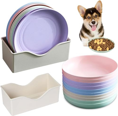 Set de Gamelle Chat, Bol Nourriture, Plates Peu Profondes, Plat Assiette Chat Régime, Écuelle Plateau Gamelle de Nourriture pour Intérieur,Plastique,Réutilisable,Taille Universelle