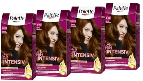 Palette Intensiv Creme Coloration 6-70 Copper Mahogany (4 x 115 ml), permanente Haarfarbe für leuchtende, langanhaltende Farbbrillanz & 100% Grauabdeckung