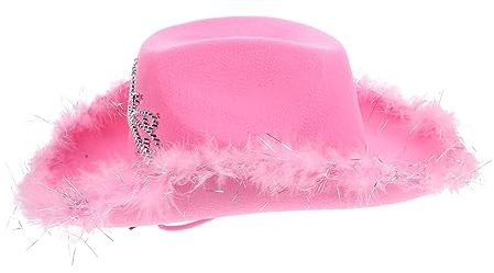 Abaodam Leuchtender Rosa Cowboy Hut aus Filz mit Breiter Krempe Bequem für Damen und Mädchen für Bühnenauftritte und Fotoshootings