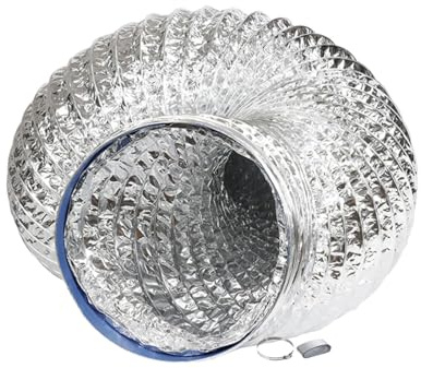 Entlüftungsschlauch Badezimmer, Flexibler Abluftschlauch aus Aluminium, Klimaschlauch Mobil, Lüftungsschlauch für Abluftventilator, Wachstumszelt, Klimaanlagen, Wäschetrockner(5m,250mm)