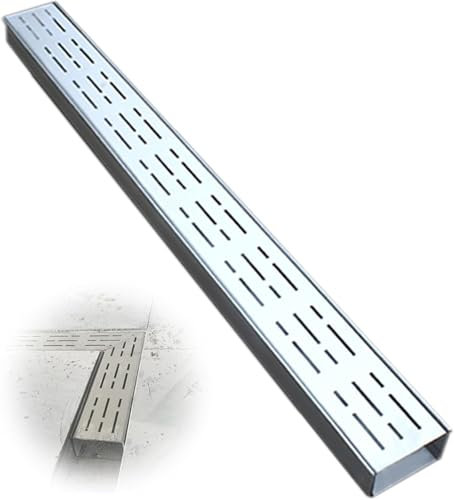 Système de drainage de tranchée de 10,2 cm de large pour allée de gravier/béton linéaire de douche de sol de douche de 1,5 m de long, argenté