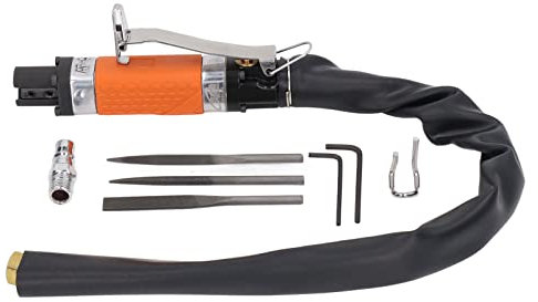 Air Reciprocating File, Quiet Low Vibration Ergonomically Designed Pneumatic Grinding Tool, 6300spm Stroke with 3 Files for Deburring, Cutting, Removal