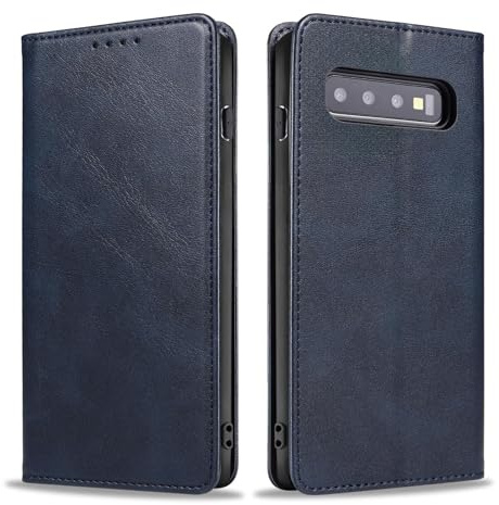 LBH Handyhülle Smartphone-Hülle für Samsung Galaxy S10 Klapphülle Magnetverschluss Kartenfächer Geldfach Standfunktion Case Etui Rundumschutz Schutzhülle Blau
