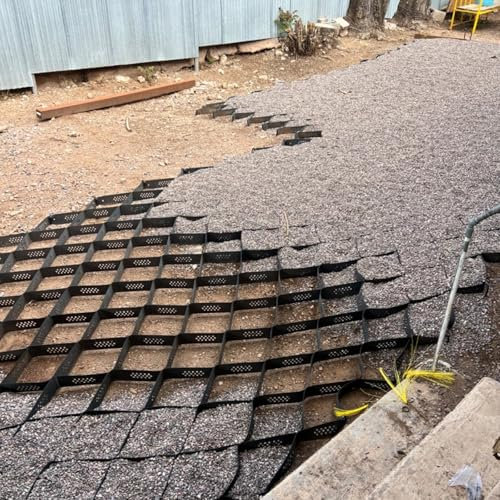 Stabilisateur de Gravier Grille De Gravier, Grille Géotextile Flexible Noire Pour Allée De Gravier, Trottoir, Parking Pour Véhicules Loisirs, Pente, Grille De Contrôle La Boue Et Tapis Sol(100cm x 200