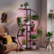 LYNCOHOME Plant Stand Indoor, Plant Shelf Outdoor with Grow Lights, Wood Plant Rack with 6-Tier for Living Room,Garden ,Patio, Balcony