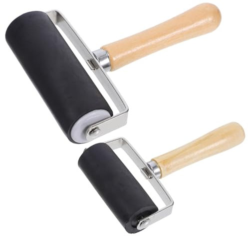 POPETPOP Printmaking Rubber Roller Set 10cm and 6cm Ink Applicator Rollers for Crafts and DIY Art Projects for Printing and Stamping – 2pcs