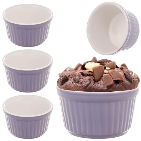 KADAX Soufflé - Juego de 3 moldes de cerámica para horno (9 cm de diámetro), color morado