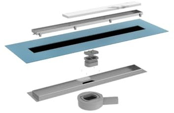 Duschrinne 90cm Edelstahl Bodenablauf - 360° Siphon Befliesbar Duschablauf Flach mit Geruchsstop Haarsieb Für Bad, Außenbereich (90cm)