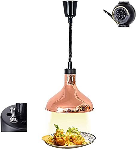 NSTVVEE Lámpara de Calor para Calentar Alimentos, Tipo Buffet, con Pantalla Grande de 29 cm, lámpara de araña con Almacenamiento, Bombilla de 250 W, Ajustable de 60 a 180 cm (Oro Rosa).