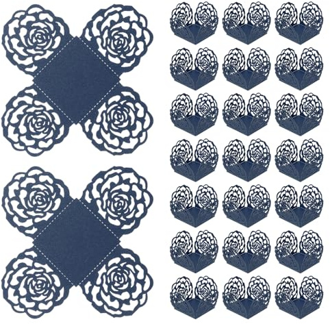 sourcing map 25 pirottini quadrati da 1,0 x 1,0 cm, per cupcake e dolci, in carta, per matrimoni, compleanni, colore blu scuro