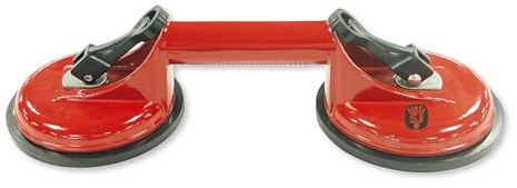 Spear & Jackson ASCD118 Double Aluminium Suction Cup - High Performance Lifter Tool for Glass, Granite, Tile, Metal, Wood Panel Lifting - 110kg Lifting Capacity - Twin Suction Easy Lock & Release