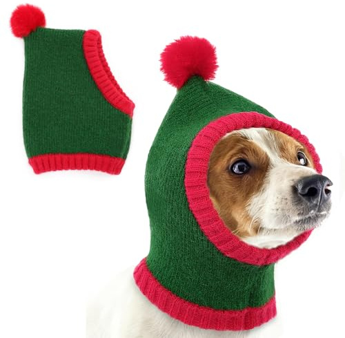 KONVINIT Große Weihnachtsmütze für Hunde - Extra Große Santa Mütze für große Hunderassen, Dehnbare Festliche Winterkappe mit Bommel