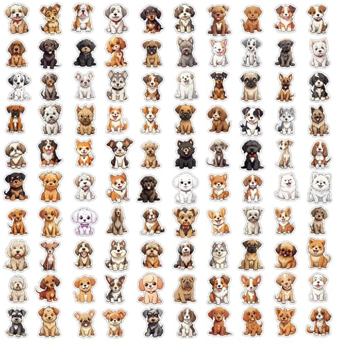 Rieoany 200 Süßeniedliche Hund Aufkleber, Wasserfeste Welpenaufkleber, Tieraufkleber, Hunde Sticker, Laptop Aufkleber, Dekorationen für Motorrad, Gepäck, Laptop, Handy und Skateboard
