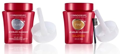 Connoisseurs Silver & Gold Cleaner Duo for Jewellery | 236ml Silver Polish & Gold Jewellery Cleaner | Dip Jewellery Cleaning for Necklaces, Rings & Earrings | Clean, Shine & Protect | 2 Pack