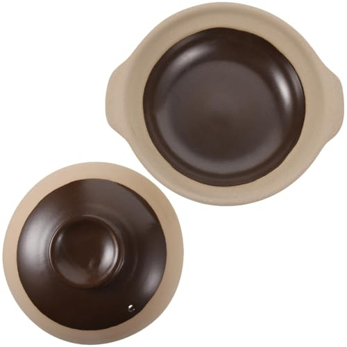 LALADEFIEE Cazuela De Cerámica 20 Cm Para Cocinar Arroz Al Vapor, Olla Pequeña Delicada, Material Cerámico, Calentamiento Uniforme, Uso Doméstico y Gas, Utensilio Tradicional Para Guisos y Arroz