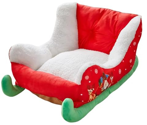 Cat Nest Haustierbett für Schlitten, Weihnachten, 68 x 38 x 28 cm, festliches Luxus-Hundesofa mit Rückenlehne, Navi Dad Space zur Entspannung
