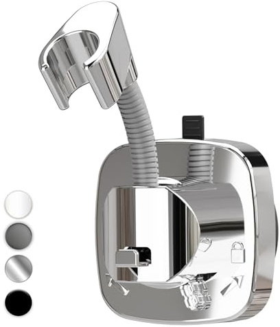 SIGERIO Suction Cup Shower Head Holder - 360° Adjustable. Adhesive Shower Head Hanger with Hook. Shower Handle/ Hose Bracket. Tool-Free Wall Mount for Handheld Showerheads. Fits Bathroom and RV