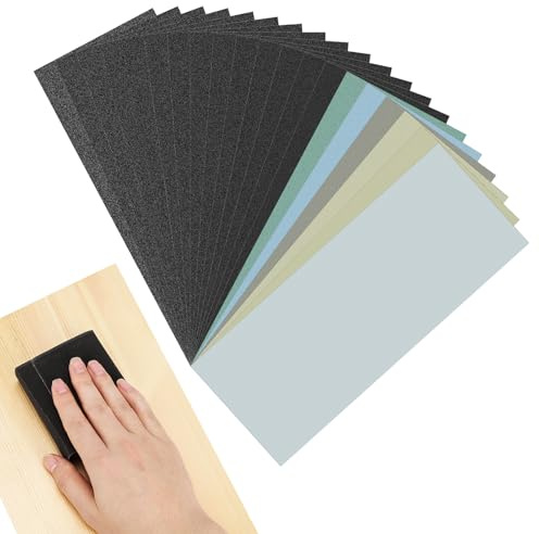 KMFYMPT 36 Pcs Wet And Dry Sandpaper, 80 to 10000 Grits Sandpaper | Freely Cut to Size Sand Paper, Silicon Carbide Material, Suitable Sanding Wood, Walls, Metal and Car Paint