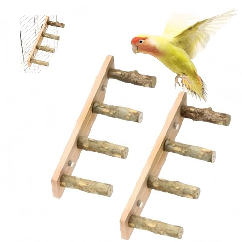 Ymswjgj Perchoirs en bois pour oiseaux - Accessoires pour cage à oiseaux - Support pour perruches - Perchoir avec plusieurs branches - Échelles pour perroquets - Accessoires