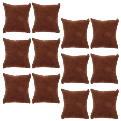 Milisten Cuscini per Orologi e Bracciali 12 Pezzi in Velluto Marrone 7,5X8,5 CM per Esposizione in Scatola e Conservazione di Braccialetti