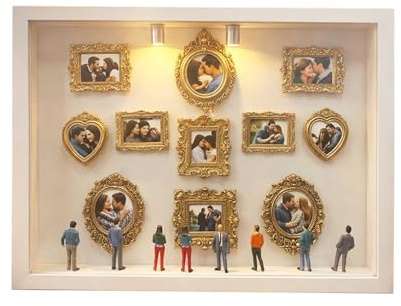 Cornici Mini Museo, Scatola Fai Da Te con Silhouette Mini Museo, Cornice Portafoto con Luce, Kit per Cornici da Esposizione Foto, Cornice in Miniatura, Festeggia I Tuoi Ricordi con Stile