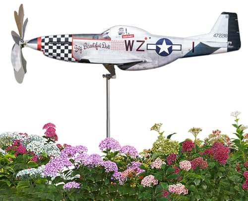Dynamisk gårdsrörelseprydnad, flygplan vindsnurra – aerodynamisk flygplansdesign, 30 x 30 cm vingspannstorlek, väderbeständig legeringskvaliitet, sjömooth polerad surrface – för gräsmatta och