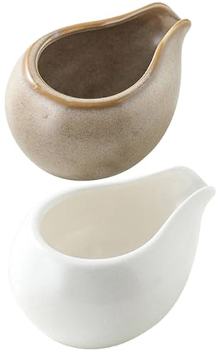 Generico Set 2 Pezzi Lattiera in Ceramica Stile Giapponese Beccuccio Creativo, Facile da Pulire, per Accessori Caffè e Uso in Ristorante