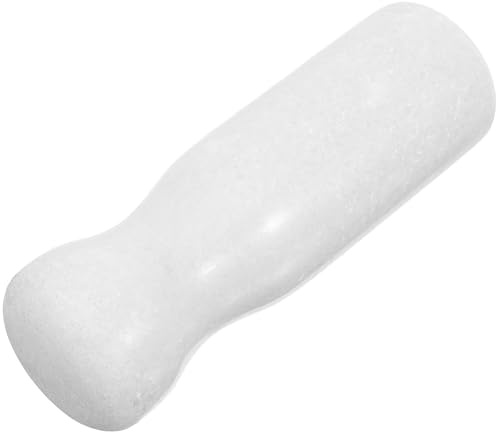 VILLCASE Stone Pestle Garlic with Ergonomic Design for Mashing Medicines and Handheld Kitchen Gadget in White round Shape