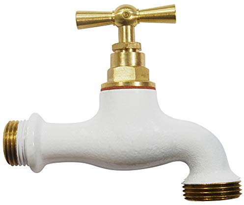 Boutté – Robinet laiton blanc – Entrée 15x21 (1/2) Nez 20x27 – Raccord standard arrosage – Finition décorative