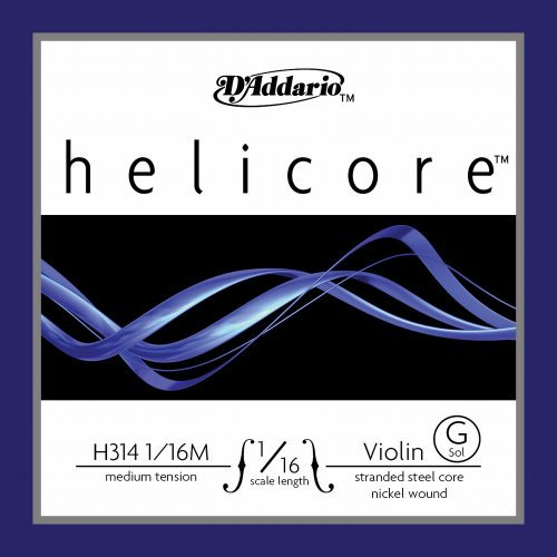 D'Addario Helicore Geigensaiten - Violine Saiten - Violinen-Einzelsaite (G), 1/16, mittlere Spannung