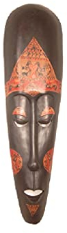 Kunsthandwerk Asien Lombok-Maske URAT aus Mahagoni 100 cm, Holz-Maske aus Bali, Wandmaske