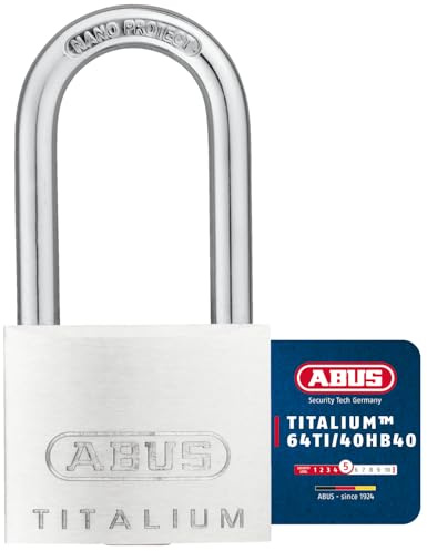 ABUS Hänglås Titalium 64TI/40HB40 med hög bygel – källarlås med låskropp av massiv special-aluminium – härdat stålbygel – ABUS-säkerhetsnivå 5