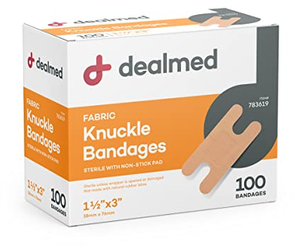 Dealmed Fabric Knuckle Flexible Adhesive Bandages – 100 Count (1 Pack) Bandages with Non-Stick Pad, Latex Free, Wound Care for First Aid Kit, 1 1/2 x 3