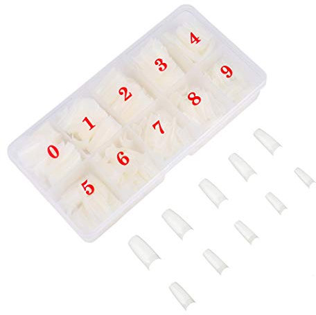 Falsche Fingernägel, Profi-Tips Natural French DIY Nagelformen in PVC-Box für Frauen Mädchen 500 packungen