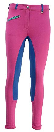 HyPERFORMANCE Childrens/Kids Mizs Zeddy Jodhpurs (28in) (Flamingo Pink/Cobalt Blue/Turquoise)