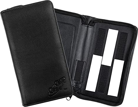 CalcCase Original Premium Schutztasche für Grafikrechner aus schwarzem Nappaleder in Einer Geschenkbox, Stifthalterung inklusive, Edle Taschenrechner-Hülle f+r alle gängigen Modelle