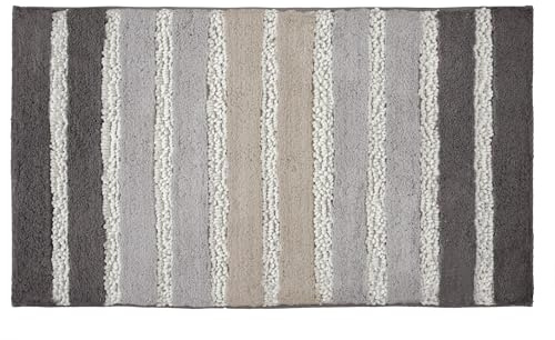 Kleine Wolke Badteppich Phoenix Silbergrau 60 x 100 cm | OEKO-TEX zertifiziert, rutschhemmende Unterseite, für Fußbodenheizung, maschinenwaschbar, 85% Baumwolle, 15% Polyester