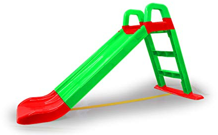 JAMARA- Tobogán Funny Slide verde – de plástico resistente, caño antideslizante para aterrizajes suaves, escalones anchos y asas de seguridad, cuerda de estabilización, Color, ca. 145 x 79 cm (460502)