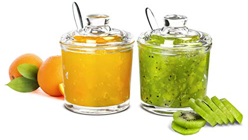 Sendez Set di 2 Barattoli Marmellata, Contenitori per Marmellate, Parmigiani, Spezie, Miele