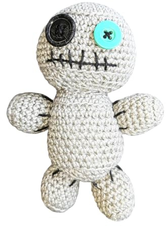 Handgefertigte Voodoo-Puppe „Zwoopi Grau 15 cm Mini Stoffpuppe | Unikat, Personalisierbar, Handmade Geschenkidee