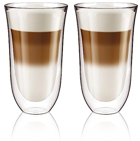 Aqualogis Lot de 2 cappuccino à double paroi en verre crème 250 ml