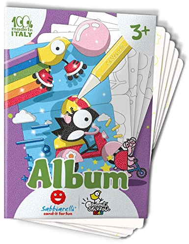 Sabbiarelli – Album Pennuti Skizzati | Fogli Adesivi per Sand Art | Contiene 5 Disegni Adesivi A5 | 100% Made in Italy | Lavoretti Creativi | Bambini 3-6 anni | SABBIA COLORATA NON INCLUSA