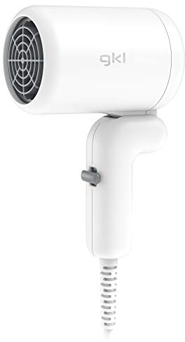 GKL Pearl Lite Professional Folding Hair Dryer Ultra Compact 2 Power Levels and Ultra Small Size 400W White